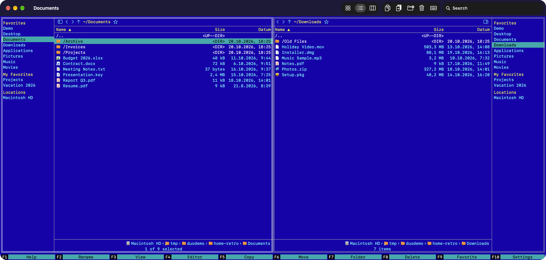 Retro-Theme im Norton-Commander-Stil