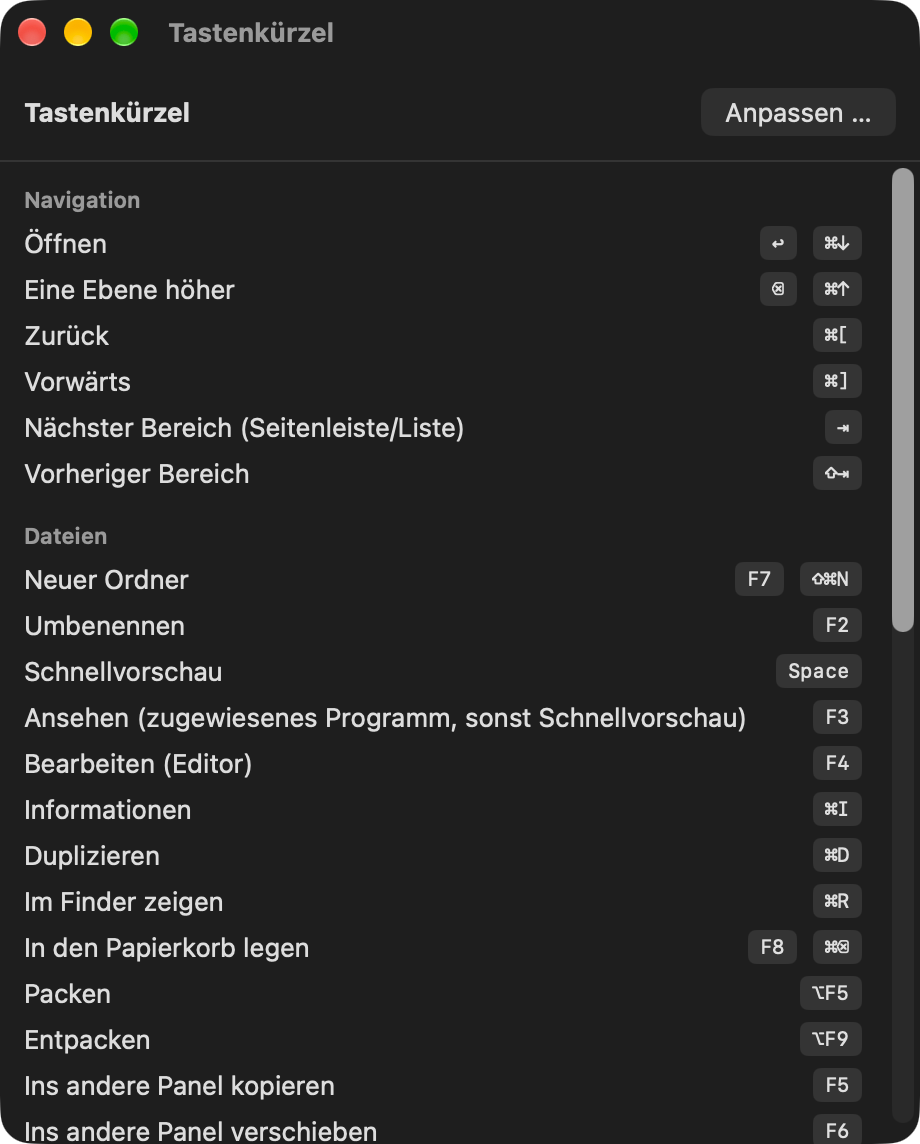 All keyboard shortcuts at a glance