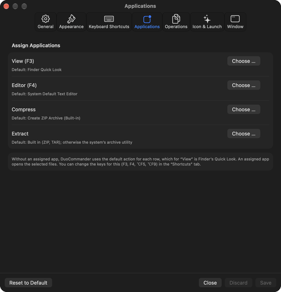 Settings: Assign applications